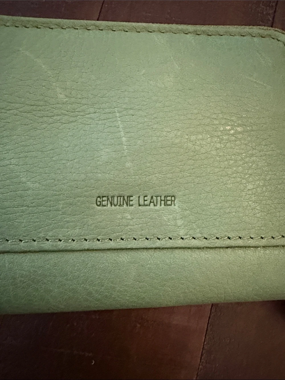 Rolfs Lazy Susan Kermit the frog Green Leather Zip Wallet with Gold Accent